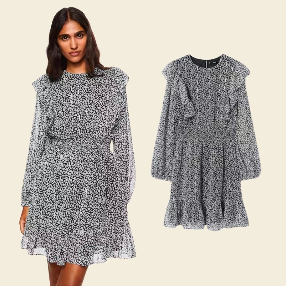 Chiffon Lined Dress with Silver Lurex and Floral Print Size 8